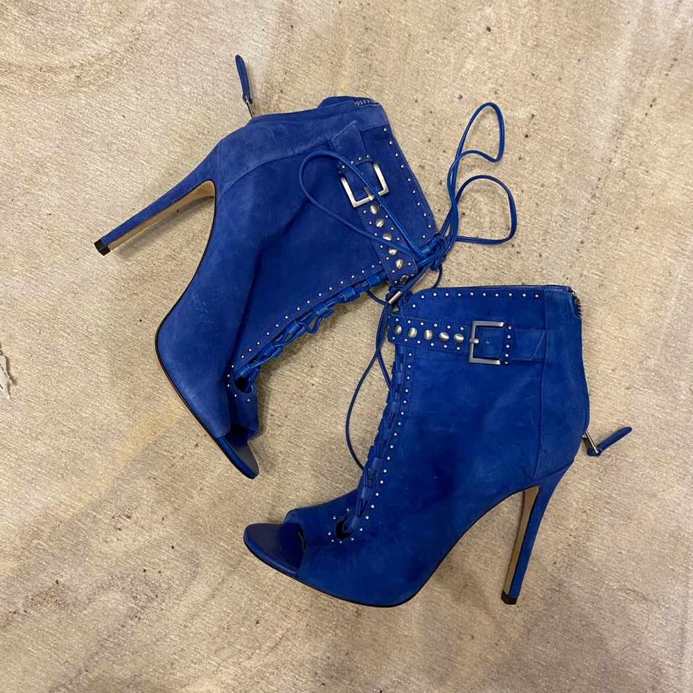 Brian Atwood blue suede pumps